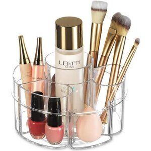 Clear Rotating Makeup Organizer Small 360 Spinning Cosmetic Storage Vanity Caddy